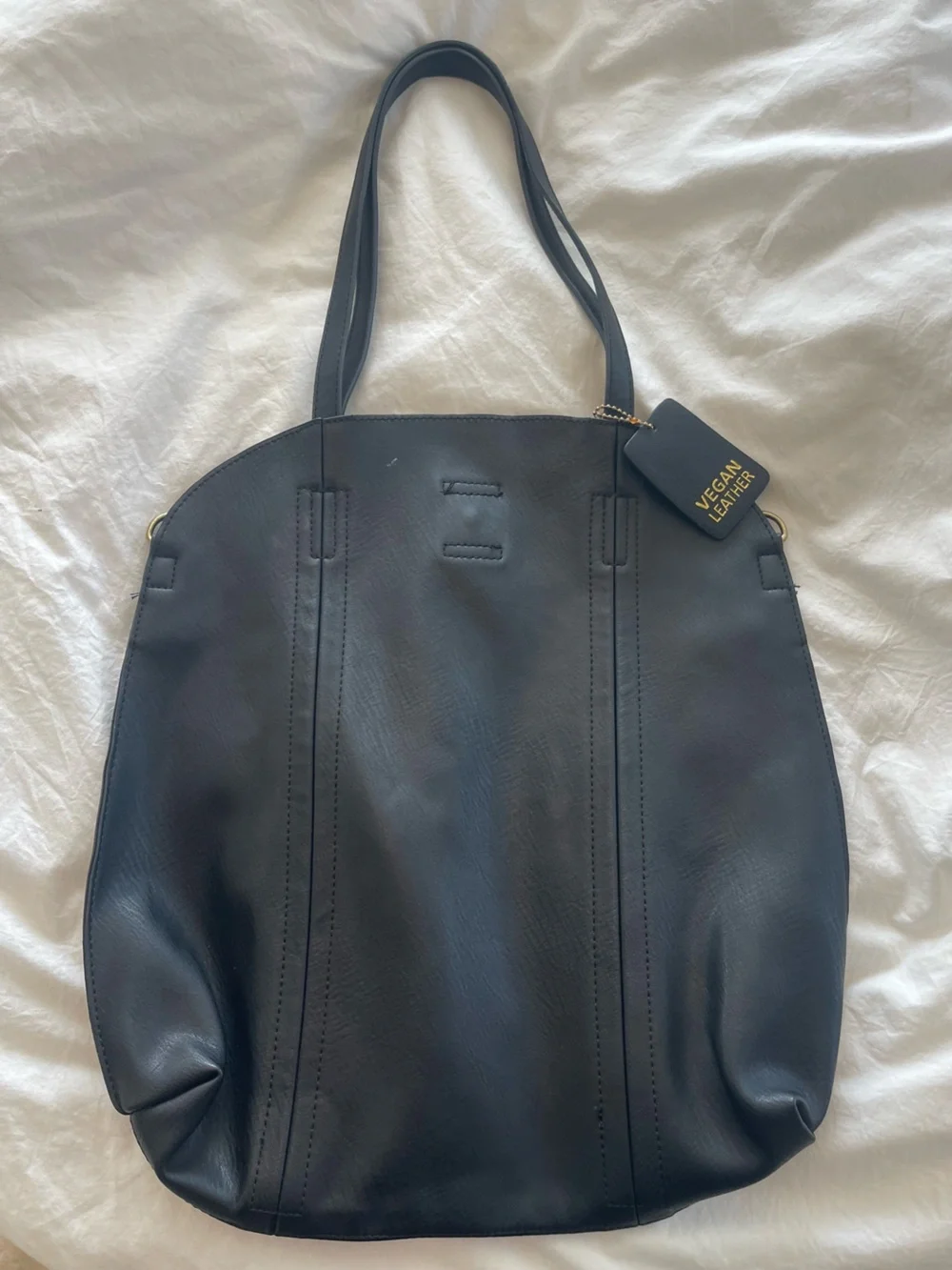 Vegan Leather Tote Bag in Black